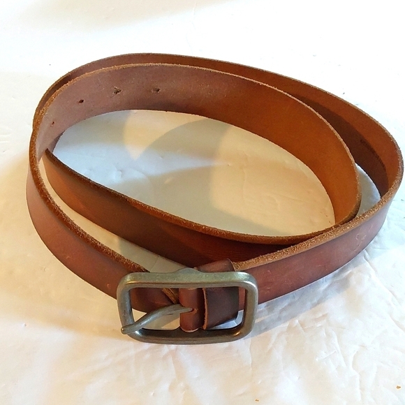 American Eagle Brown Distressed Leather BELT Neutral Minimalist Sz.M/L - Picture 1 of 7